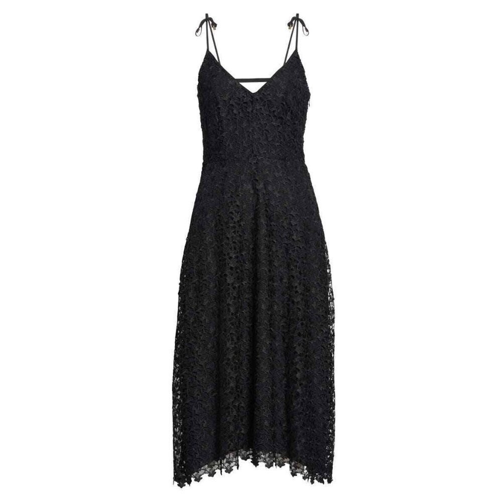 NWT Joie Josana in Caviar Black Lace Tie Strap Fit & Flare Midi Dress 6 $428